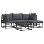 Conjunto de sofá de jardín con cojín 5 pcs Negro Aluminio