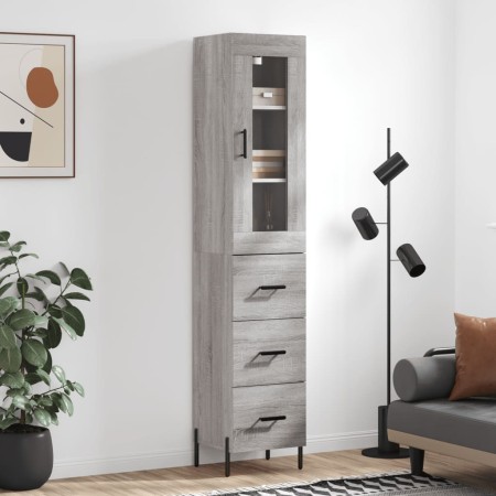 Aparador alto madera contrachapada gris Sonoma 34,5x34x180 cm de vidaXL, Aparadores - Ref: Foro24-3199247, Precio: 127,81 €, ...
