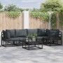 Conjunto de sofá de jardín con cojín 5 pcs Negro Aluminio