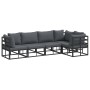 Conjunto de sofá de jardín con cojín 5 pcs Negro Aluminio