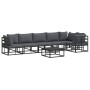 Conjunto de sofá de jardín con cojín 7 pcs Negro Aluminio