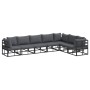 Conjunto de sofá de jardín con cojín 7 pcs Negro Aluminio