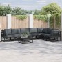 Conjunto de sofá de jardín con cojín 8 pcs Negro Aluminio
