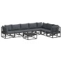 Conjunto de sofá de jardín con cojín 8 pcs Negro Aluminio