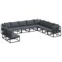 Conjunto de sofá de jardín con cojín 10 pcs Negro Aluminio