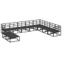 Conjunto de sofá de jardín con cojín 10 pcs Negro Aluminio