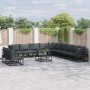 Conjunto de sofá de jardín con cojín 11 pcs Negro Aluminio