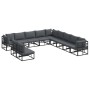 Conjunto de sofá de jardín con cojín 11 pcs Negro Aluminio