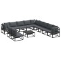 Conjunto de sofá de jardín con cojín 12 pcs Negro Aluminio