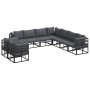 Conjunto de sofá de jardín con cojín 9 pcs Negro Aluminio