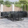 Conjunto de sofá de jardín con cojín 9 pcs Negro Aluminio