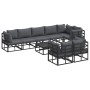 Conjunto de sofá de jardín con cojín 9 pcs Negro Aluminio