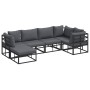 Conjunto de sofá de jardín con cojín 6 pcs Negro Aluminio
