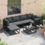 Conjunto de sofá de jardín con cojín 6 pcs Negro Aluminio