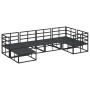 Conjunto de sofá de jardín con cojín 6 pcs Negro Aluminio