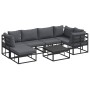 Conjunto de sofá de jardín con cojín 7 pcs Negro Aluminio
