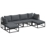 Conjunto de sofá de jardín con cojín 6 pcs Negro Aluminio