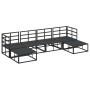 Conjunto de sofá de jardín con cojín 6 pcs Negro Aluminio