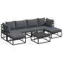 Conjunto de sofá de jardín con cojín 7 pcs Negro Aluminio
