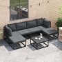 Conjunto de sofá de jardín con cojín 7 pcs Negro Aluminio