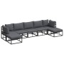 Conjunto de sofá de jardín con cojín 7 pcs Negro Aluminio