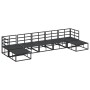 Conjunto de sofá de jardín con cojín 7 pcs Negro Aluminio