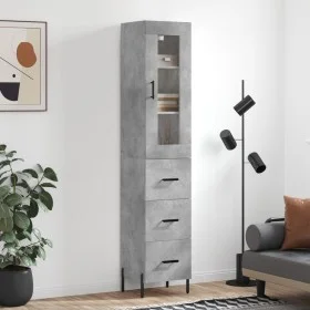Aparador de madera contrachapada gris hormigón 34,5x34x180 cm de vidaXL, Aparadores - Ref: Foro24-3199245, Precio: 122,66 €, ...