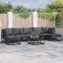 Conjunto de sofá de jardín con cojín 8 pcs Negro Aluminio