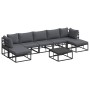 Conjunto de sofá de jardín con cojín 8 pcs Negro Aluminio