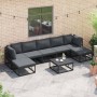 Conjunto de sofá de jardín con cojín 8 pcs Negro Aluminio