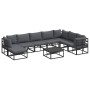 Conjunto de sofá de jardín con cojín 9 pcs Negro Aluminio