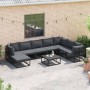 Conjunto de sofá de jardín con cojín 9 pcs Negro Aluminio