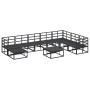 Conjunto de sofá de jardín con cojín 9 pcs Negro Aluminio