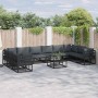 Conjunto de sofá de jardín con cojín 10 pcs Negro Aluminio