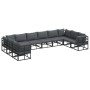 Conjunto de sofá de jardín con cojín 10 pcs Negro Aluminio