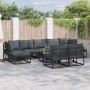 Conjunto de sofá de jardín con cojín 9 pcs Negro Aluminio