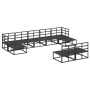 Conjunto de sofá de jardín con cojín 9 pcs Negro Aluminio