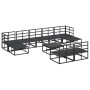 Conjunto de sofá de jardín con cojín 10 pcs Negro Aluminio