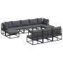 Conjunto de sofá de jardín con cojín 11 pcs Negro Aluminio