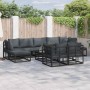 Conjunto de sofá de jardín con cojín 9 pcs Negro Aluminio