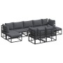 Conjunto de sofá de jardín con cojín 9 pcs Negro Aluminio