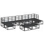 Conjunto de sofá de jardín con cojín 9 pcs Negro Aluminio