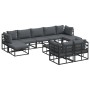 Conjunto de sofá de jardín con cojín 10 pcs Negro Aluminio
