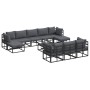 Conjunto de sofá de jardín con cojín 11 pcs Negro Aluminio