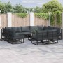 Conjunto de sofá de jardín con cojín 12 pcs Negro Aluminio