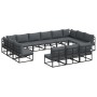Conjunto de sofá de jardín con cojín 13 pcs Negro Aluminio