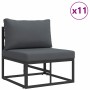 Conjunto de sofá de jardín con cojín 13 pcs Negro Aluminio