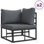 Conjunto de sofá de jardín con cojín 13 pcs Negro Aluminio