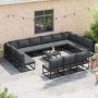Conjunto de sofá de jardín con cojín 13 pcs Negro Aluminio
