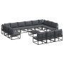 Conjunto de sofá de jardín con cojín 14 pcs Negro Aluminio